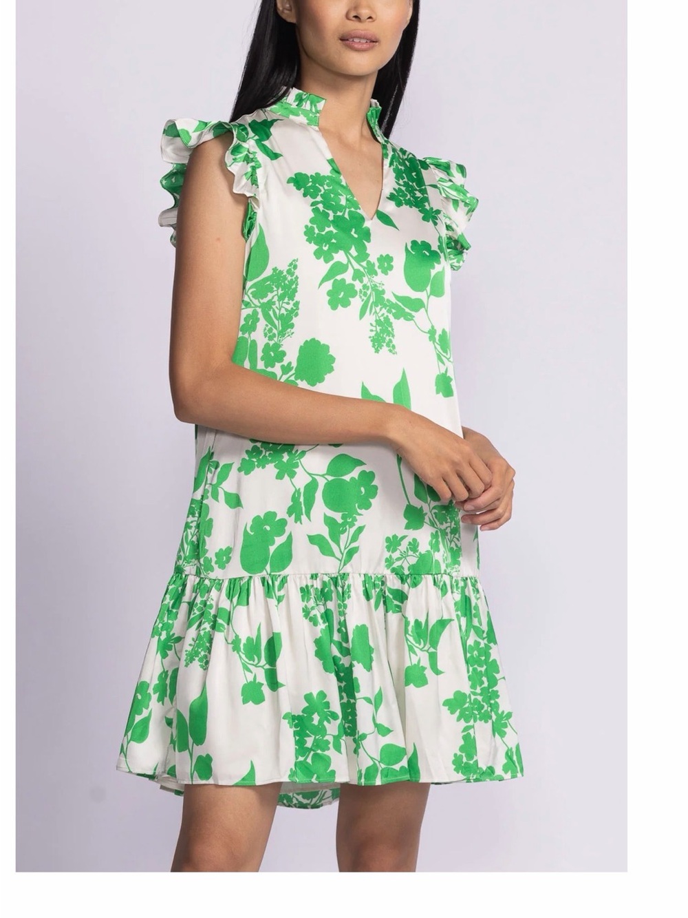 Pink Martini White Dress with Bright Green Floral Print